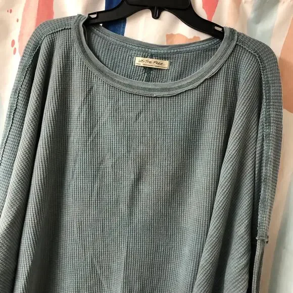 NWOT We the Free / Free People Microphone Drop Thermal Top Silver Pine Size XS - Picture 5 of 12